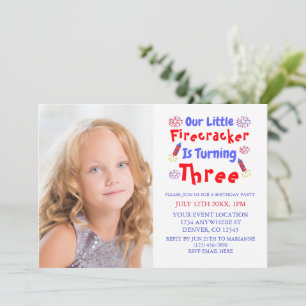 Invitation Little Firecracker 3ème anniversaire