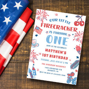 Invitation Little Firecracker 4 juillet 1er anniversaire