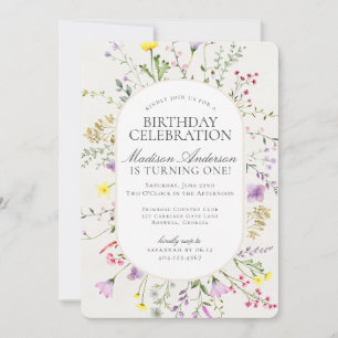 Invitation Little Fleur sauvage Boho Floral fête d'anniversai