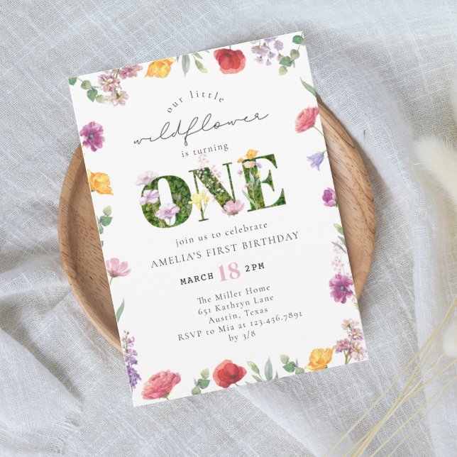 Invitation Little Fleur sauvage Garden Party 1er anniversaire (Créateur téléchargé)