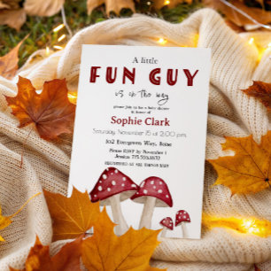 Invitation Little Fun Guy Champignons rouges Baby shower des 