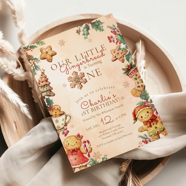 Invitation Little Gingerbread 1st Birthday Christmas (Créateur téléchargé)