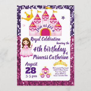 Invitation Little Girls Princess Castle Royal Anniversaire