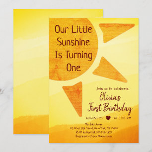 Invitation Little Gold Sunshine Modern Boho Anniversaire