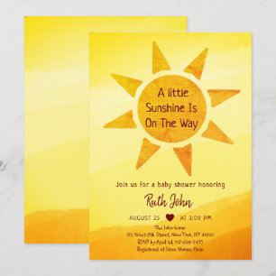 Invitation Little Gold Sunshine Modern Boho Baby shower Invi