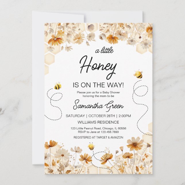 Invitation Little Honey Baby shower (Devant)