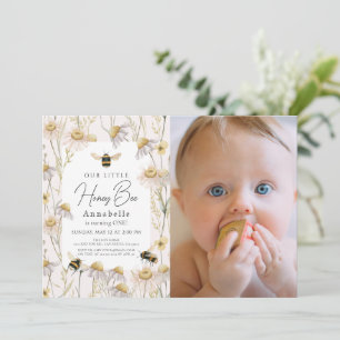 Invitation Little Honey Bee Chamomile rose 1er anniversaire P
