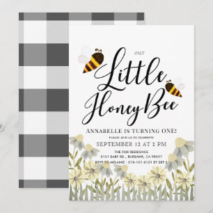 Invitation Little Honey Bee Daisy 1er anniversaire