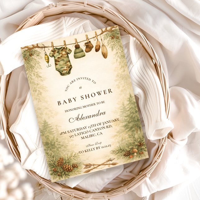 Invitation Little Hunter Woodland Baby Shower (Créateur téléchargé)