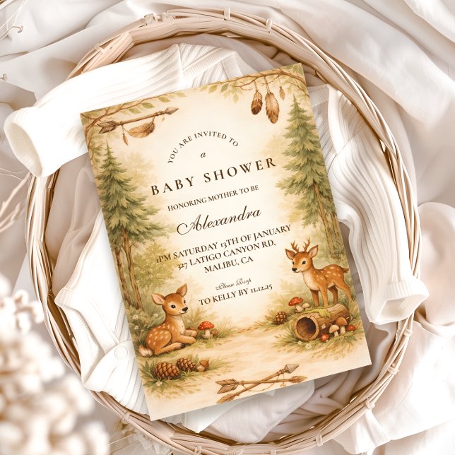 Invitation Little Hunter Woodland Deer Baby Shower (Créateur téléchargé)