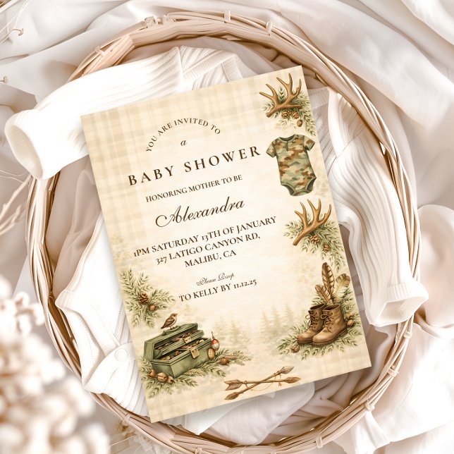 Invitation Little Hunter Woodland Keepsake Baby Shower (Créateur téléchargé)