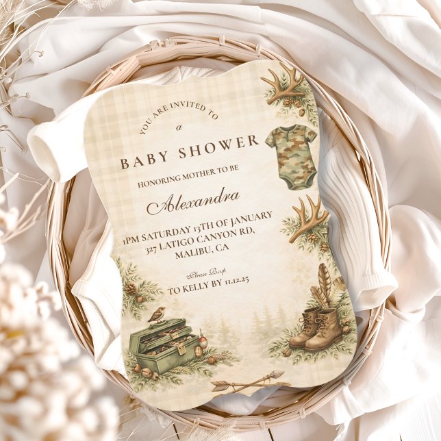 Invitation Little Hunter Woodland Keepsake Baby Shower (Créateur téléchargé)