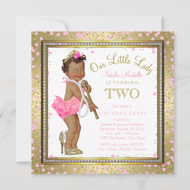 Invitation Little Lady Girls 2e fête d'anniversaire Ethnic Gi (Devant)