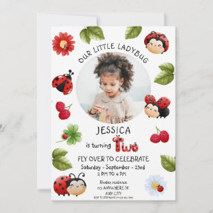 Invitation Little Ladybug deuxième fête d'anniversaire Photo