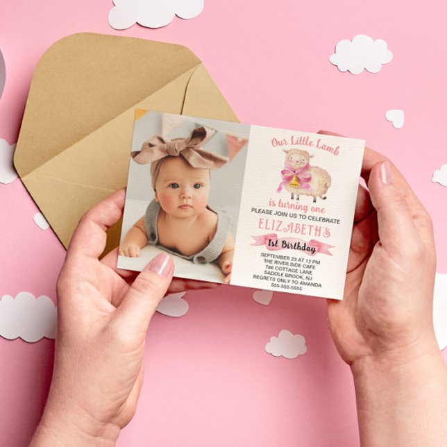 Invitation Little Lamb 1ère fête d'anniversaire Photo (Créateur téléchargé)