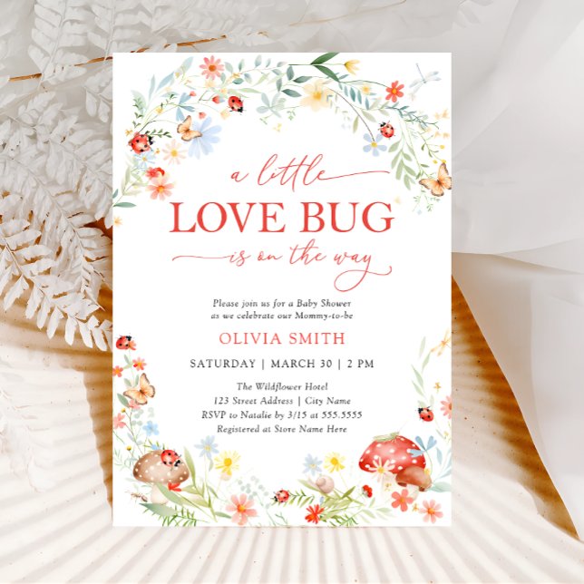 Invitation Little Love Bug Girl Baby shower (Créateur téléchargé)