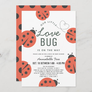 Invitation Little Love Bug Ladybug Drive-by Baby shower