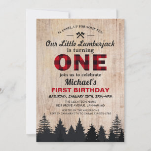Invitation Little Lumberjack 1ère fête d'anniversaire