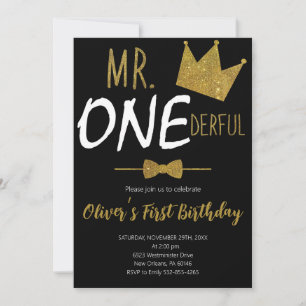 Invitation Little Man 1er anniversaire, M.Onederful Birthday