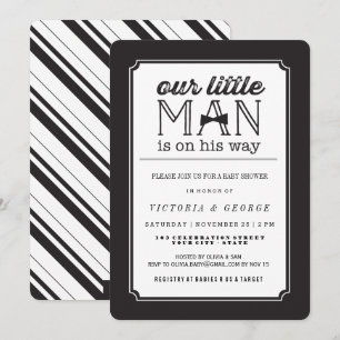 Invitation Little Man Bow Cravate classique Baby shower garço