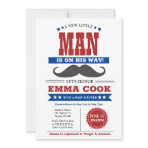 Little Man Mustache Bash Boy Baby shower rouge ble