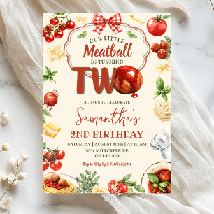 Invitation Little Meatball a Deux Ans Anniversaire Pâtes Ital