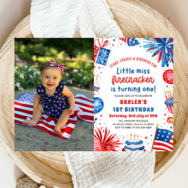 Invitation Little Miss Firecracker 4 juillet 1er anniversaire