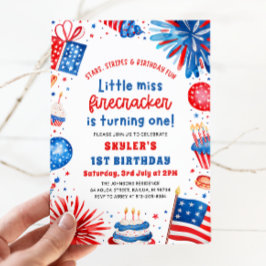Invitation Little Miss Firecracker 4 juillet 1er anniversaire
