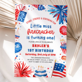 Invitation Little Miss Firecracker 4 juillet 1er anniversaire