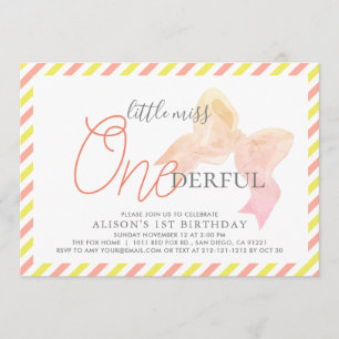 Invitation Little Miss ONE derful Girl 1er anniversaire