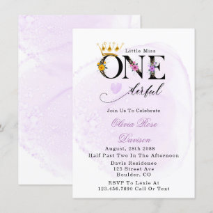 Invitation Little Miss One-derful Purple 1ère fête d'annivers