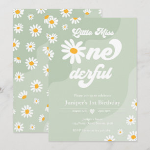 Invitation Little Miss ONEderful 1er anniversaire Boho Daisy