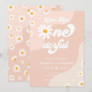 Invitation Little Miss ONEderful 1er anniversaire Boho Daisy