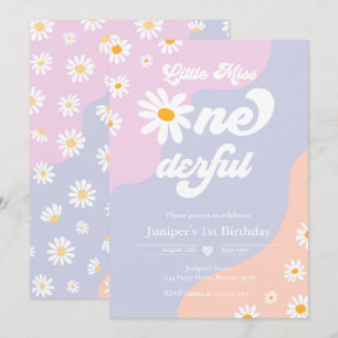Invitation Little Miss ONEderful 1er anniversaire Boho Daisy