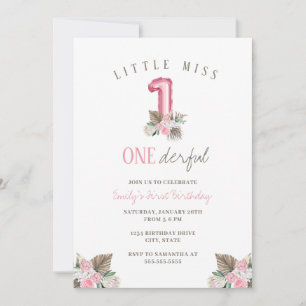 Invitation Little Miss ONEderful 1er premier anniversaire