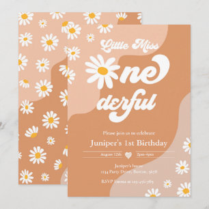 Invitation Little Miss ONEderful 1st Birthday Boho Daisy