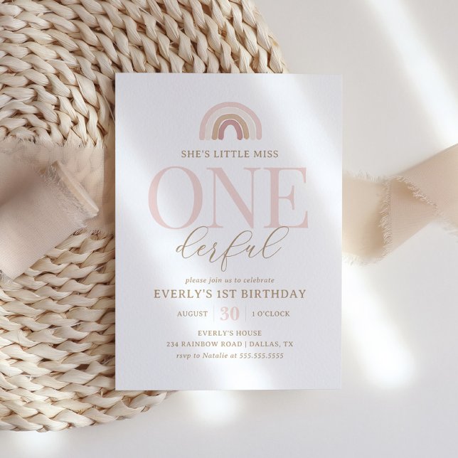 Invitation Little Miss Onederful Boho Rainbow 1er anniversair (Créateur téléchargé)