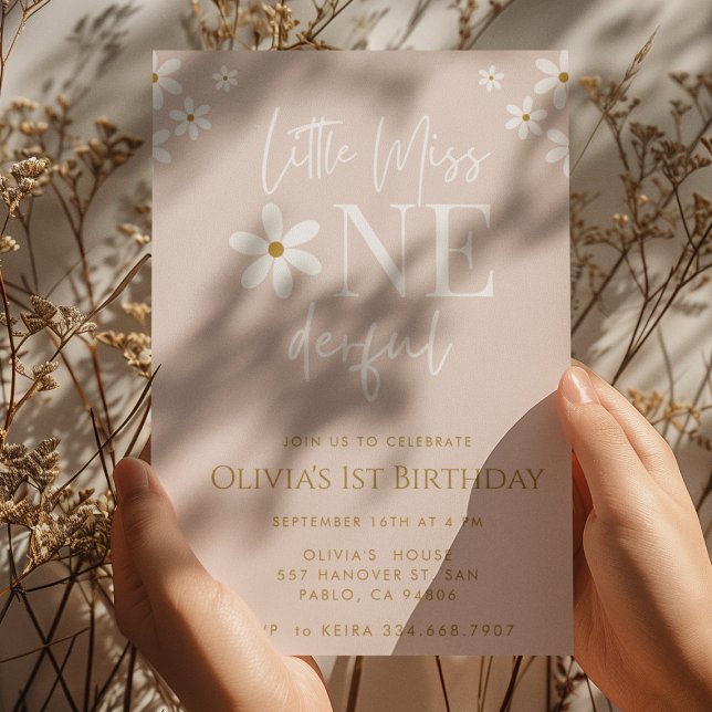 Invitation Little Miss ONEderful Daisy Flowers 1er anniversai (Créateur téléchargé)