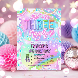 Invitation Little Miss Three-nage Néon Arc-en-ciel 3e Anniver