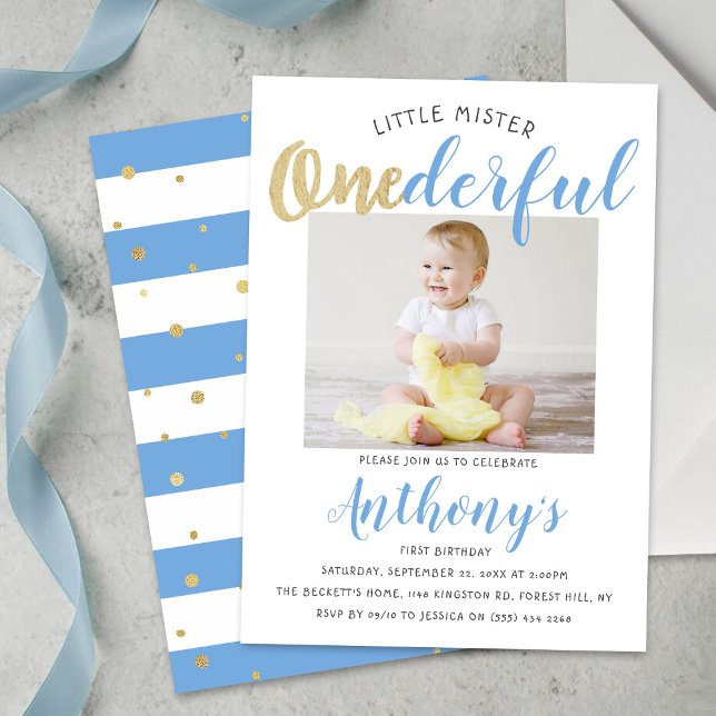 Invitation Little Mister Onederful Photo 1er anniversaire (Créateur téléchargé)