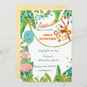 Invitation Little Monkey Tropical Party Time