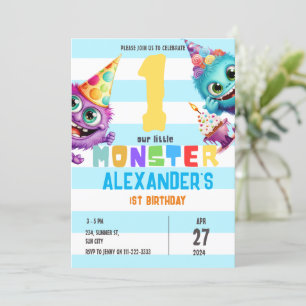Invitation Little Monster 1er 2ème 3ème 4ème 5ème 6ème 7 Anni