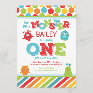 Invitation Little Monster 1er premier anniversaire