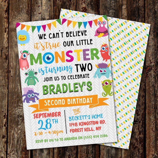 Invitation Little Monster 2e anniversaire (Créateur téléchargé)