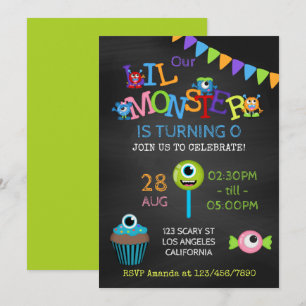 Invitation Little Monster n'importe quel âge Anniversaire Cha