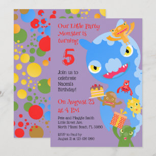 Invitation Little Party Monster and confetti Anniversaire Par