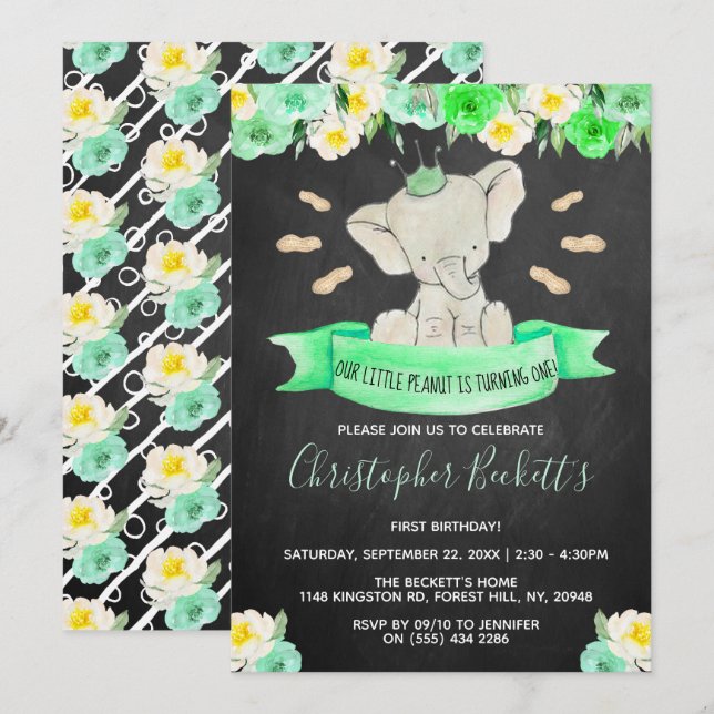 Invitation Little Peanut 1er anniversaire (Devant / Derrière)