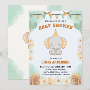 Invitation Little Peanut Dreams - Baby shower d'éléphants