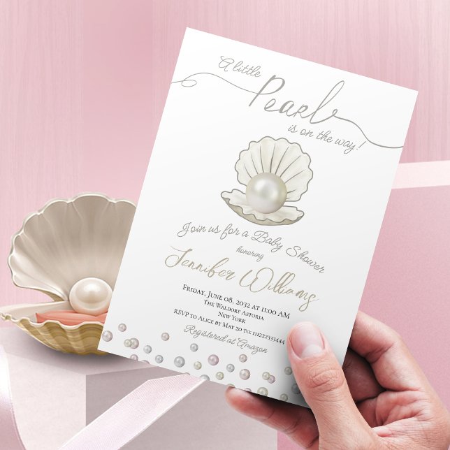 Invitation Little Pearl Under the Sea Pearlcore Baby shower (Créateur téléchargé)