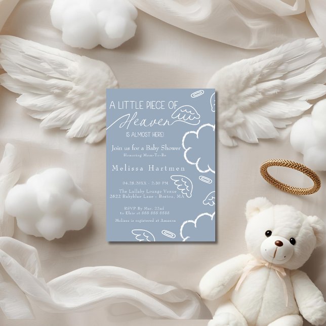 Invitation Little Piece of Heaven blue baby shower  (Little Piece of Heaven blue baby shower Invitation)